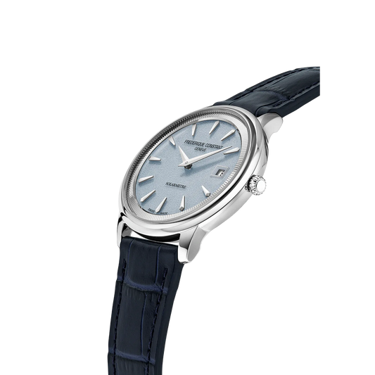 Frederique Constant Stainless Steel Moneta Solarmetre Pale Blue Dial Strap Watch FC-120LB3S6