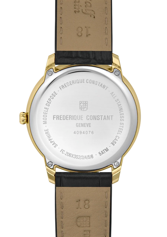 Frederique Constant Yellow PVD Moneta Moonphase Strap Watch FC-206S3S5