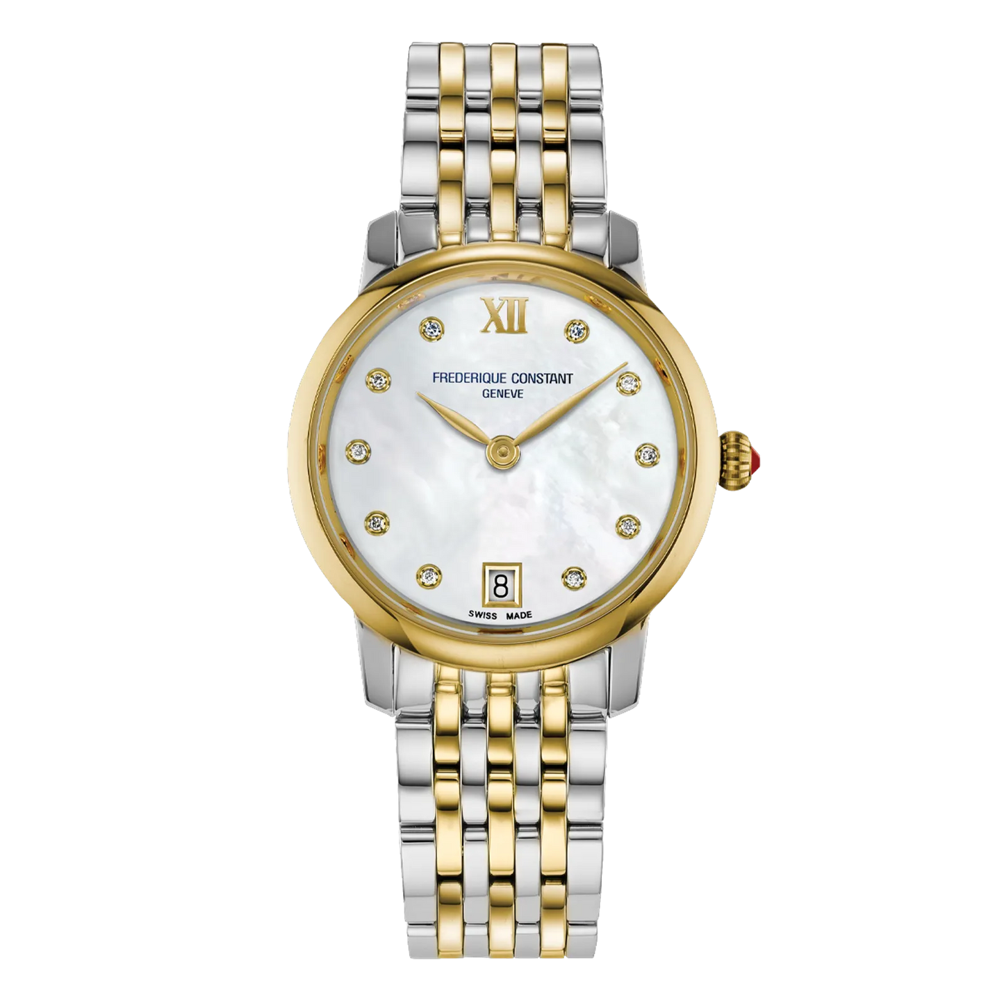 Frederique Constant Classic Slimline Ladies Round Mother of Pearl Dial Dot Dial Watch FC-220MPWD1S23B