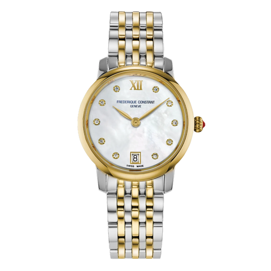 Frederique Constant Classic Slimline Ladies Round Mother of Pearl Dial Dot Dial Watch FC-220MPWD1S23B