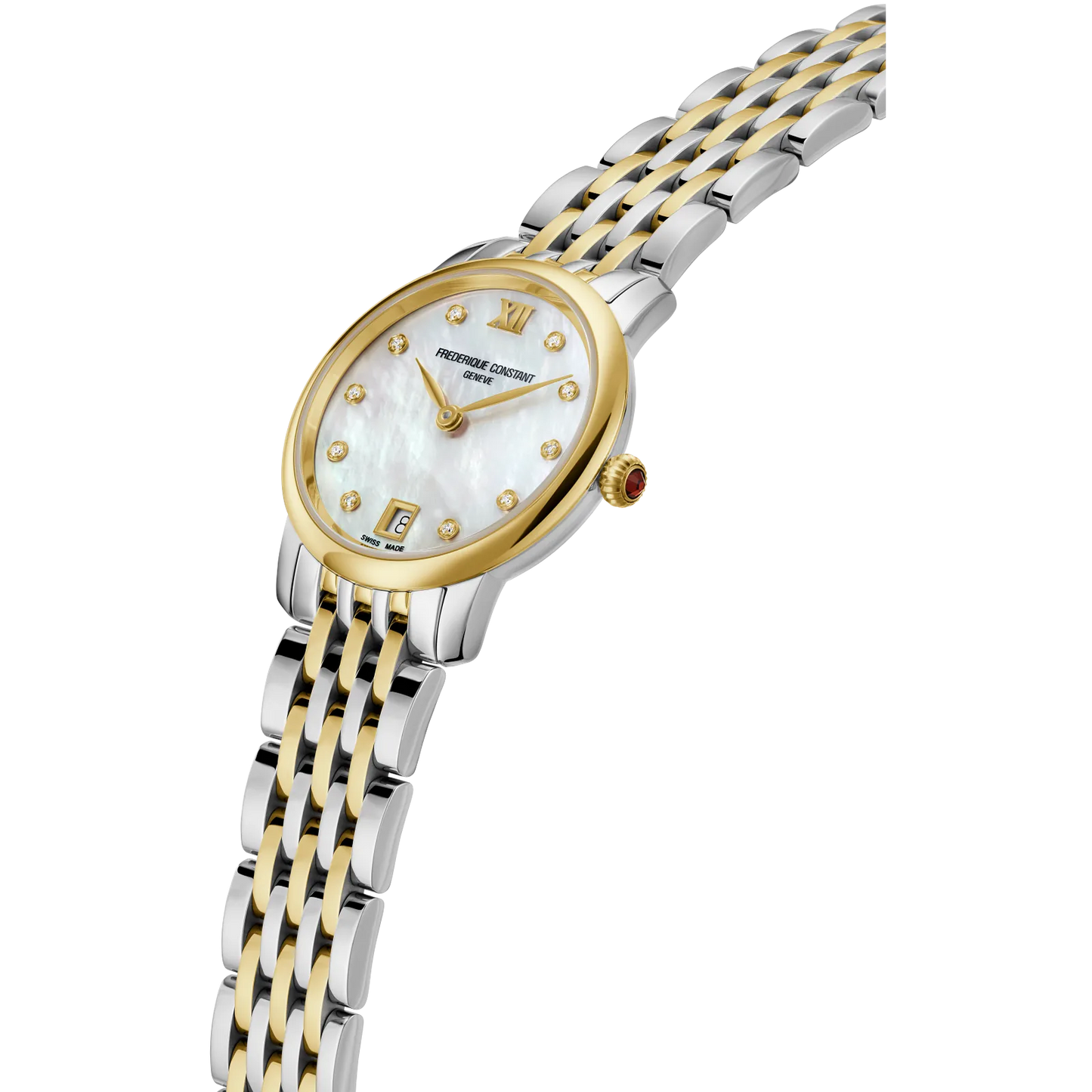 Frederique Constant Classic Slimline Ladies Round Mother of Pearl Dial Dot Dial Watch FC-220MPWD1S23B