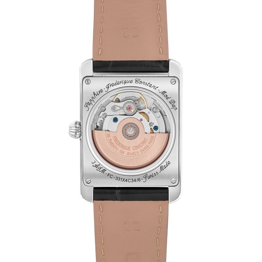 Frederique Constant Stainless Steel Carrée Moonphase Automatic White Dial Strap Watch FC-333S4C6