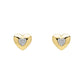 9ct Yellow Gold Pave Diamond Polish Heart Stud Earrings