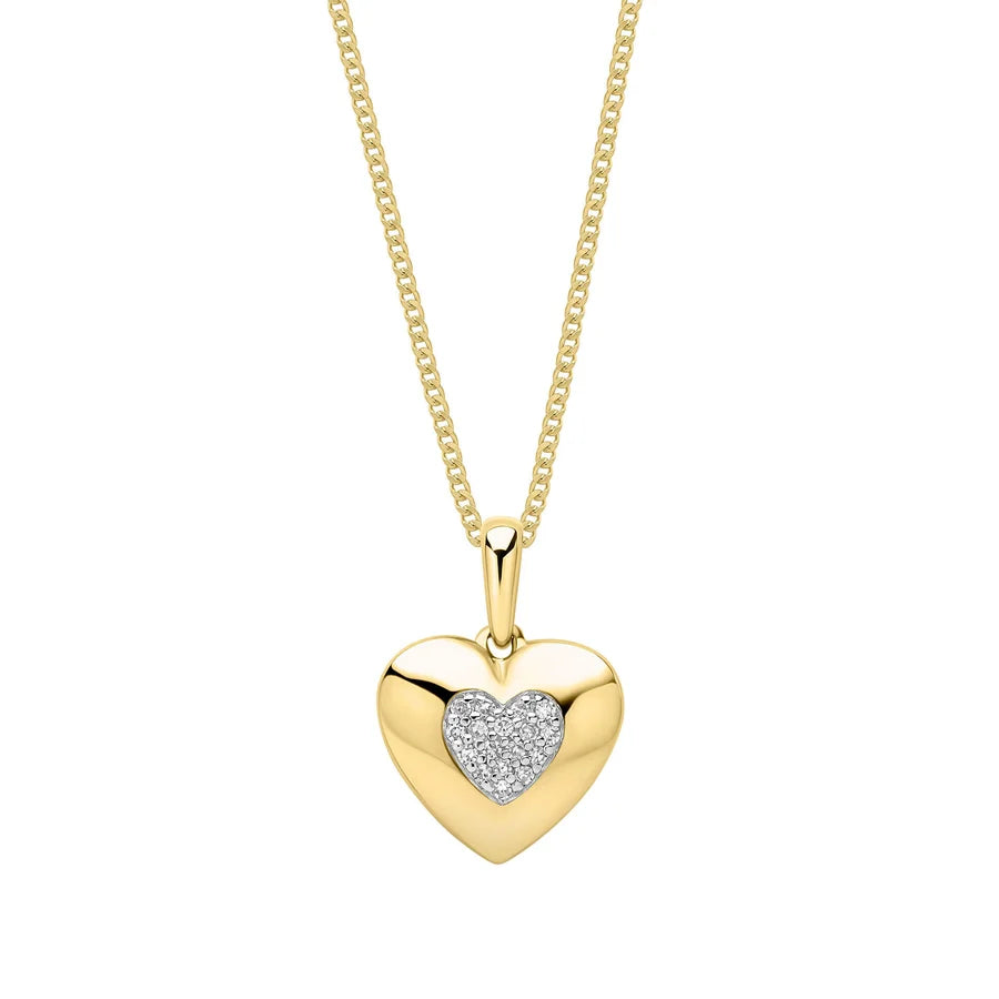 9ctYellow Gold Pave Diamond Heart Pendant