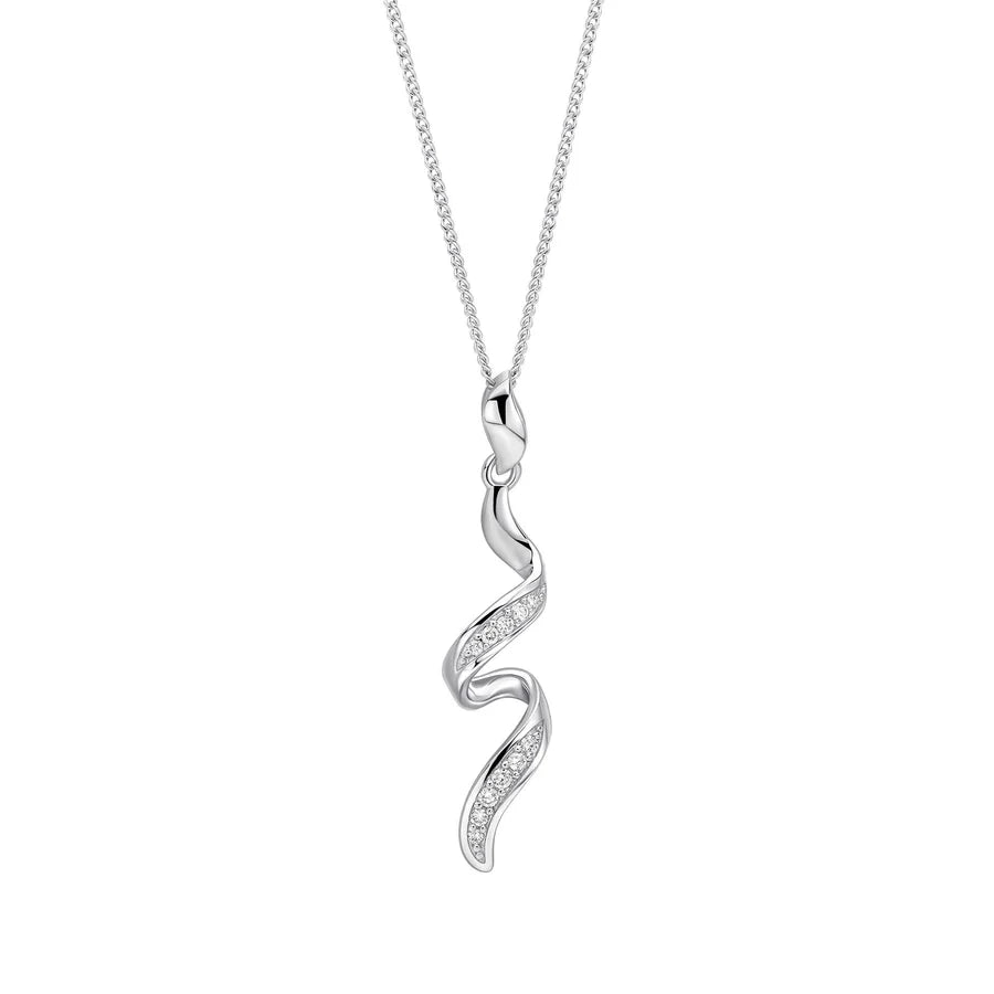 9ct White Gold Diamond Wiggle Pendant