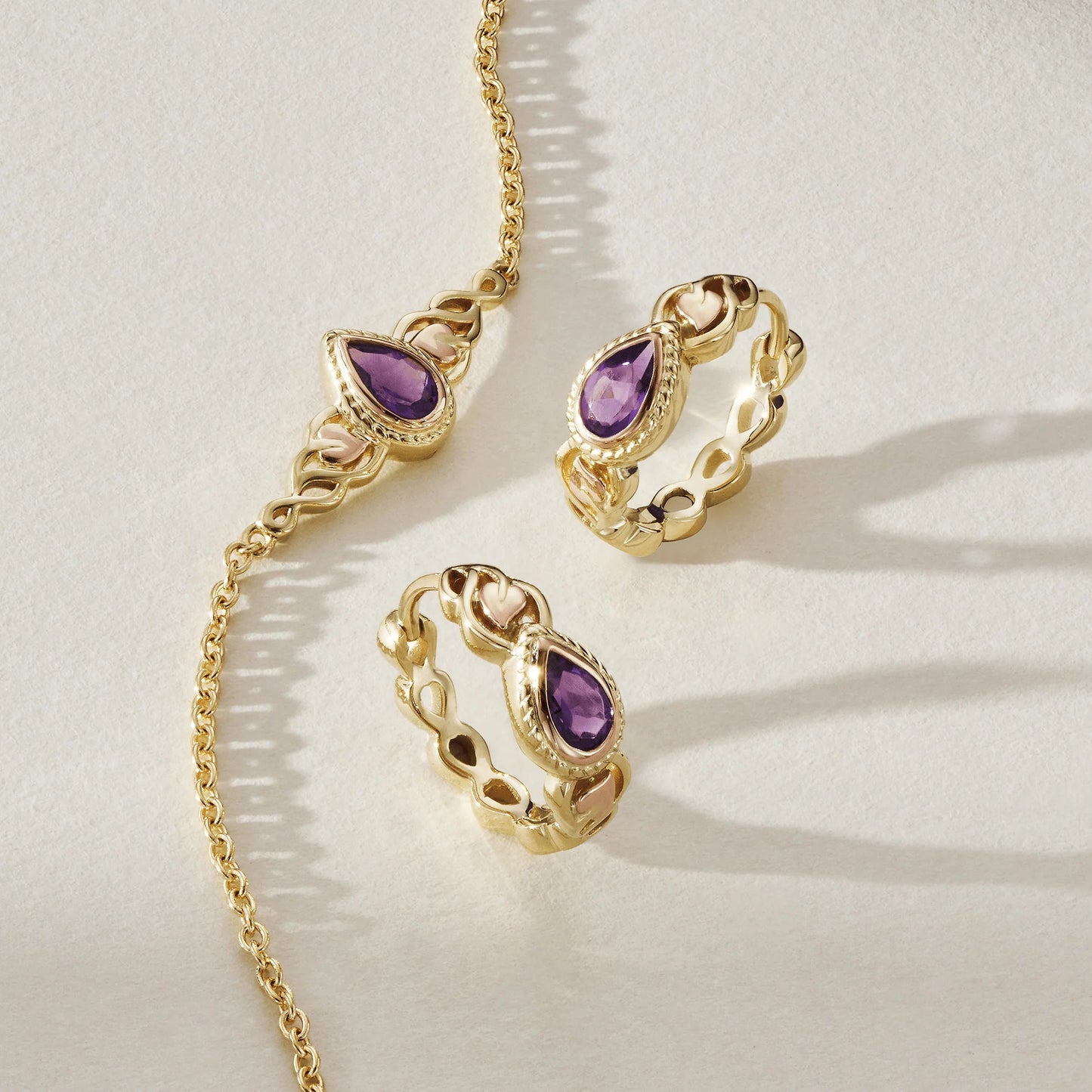Royal Clogau® 9ct Solid Gold Delphinium Huggie Hoop Earrings with Amethyst GROY1400