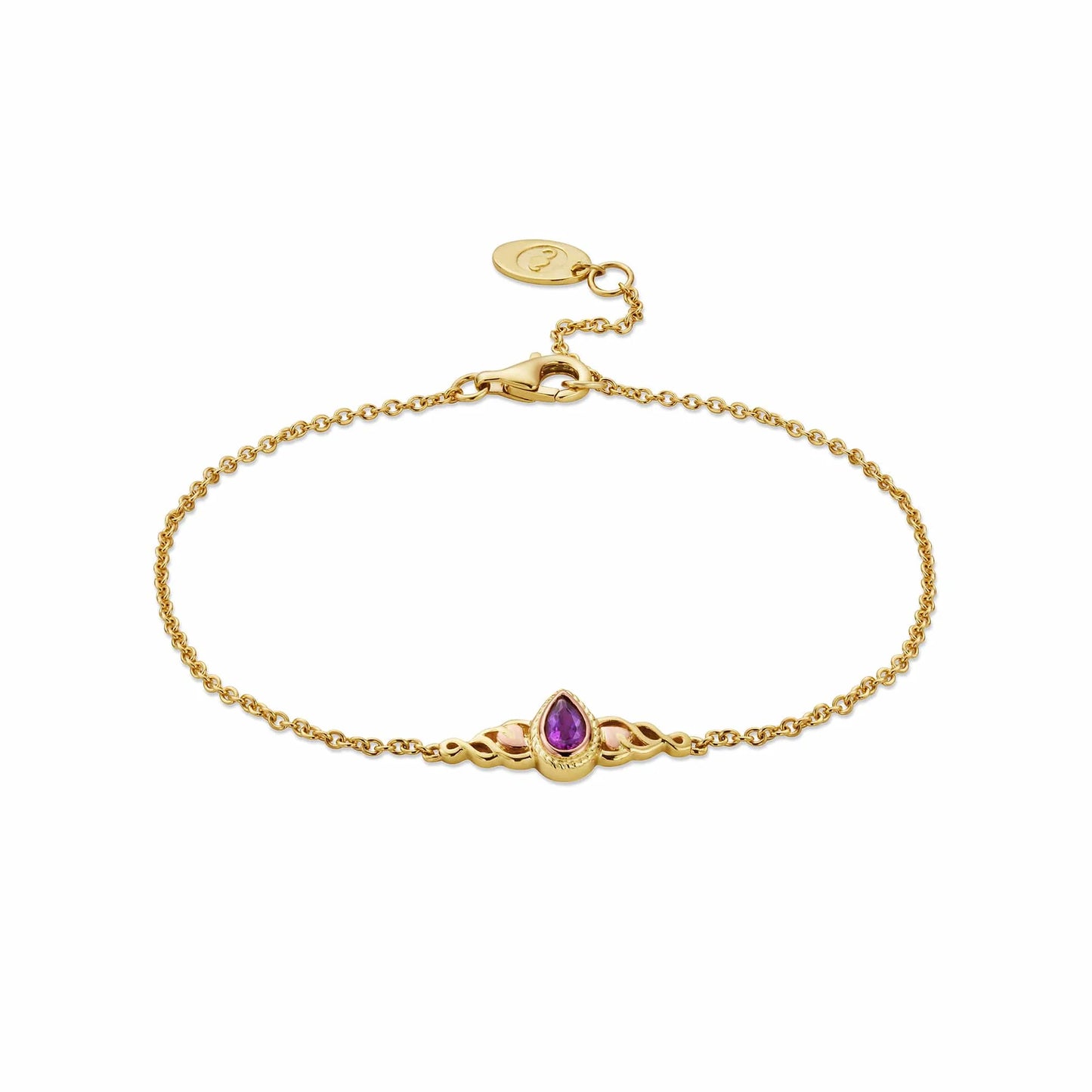 Royal Clogau® 9ct Solid Gold Delphinium Bracelet with Amethyst GROY1401