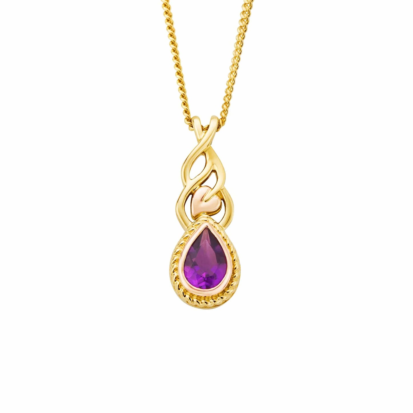 Royal Clogau® 9ct Solid Gold Delphinium Necklace with Amethyst  GROY905