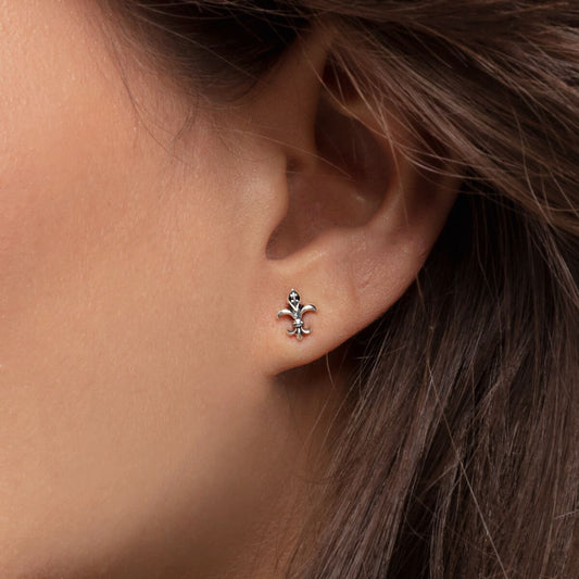 Thomas Sabo Sterling Silver Black Cubic Zirconia Fleur De Lis Stud Earrings H2113-643-11