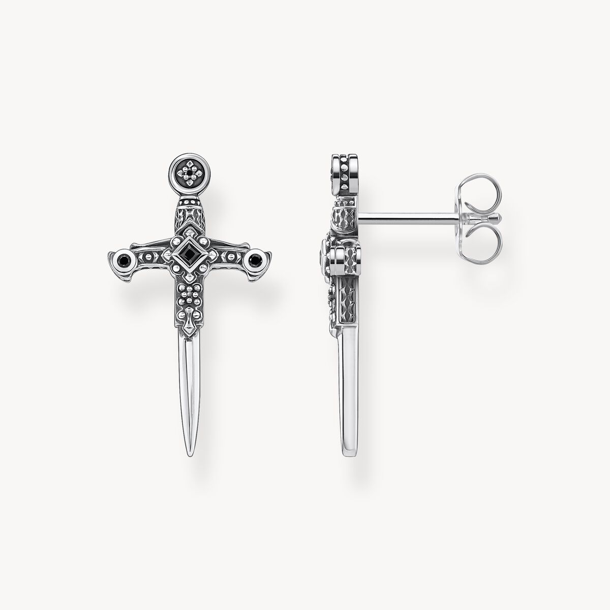 Thomas Sabo Sterling Silver Black Cubic Zirconia Dagger Earrings H2127-643-11