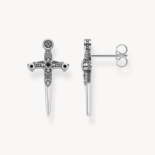 Thomas Sabo Sterling Silver Black Cubic Zirconia Dagger Earrings H2127-643-11