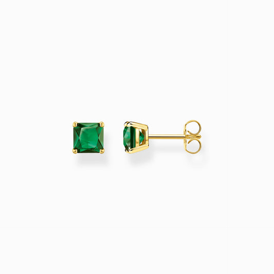 Thomas Sabo Yellow Gold Plated Green Cubic Zirconia Stud Earrings H2174-472-6