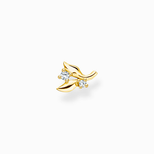 Thomas Sabo Yellow Gold Plated Single Floral Cubic Zirconia Stud Earring H2222-414-14