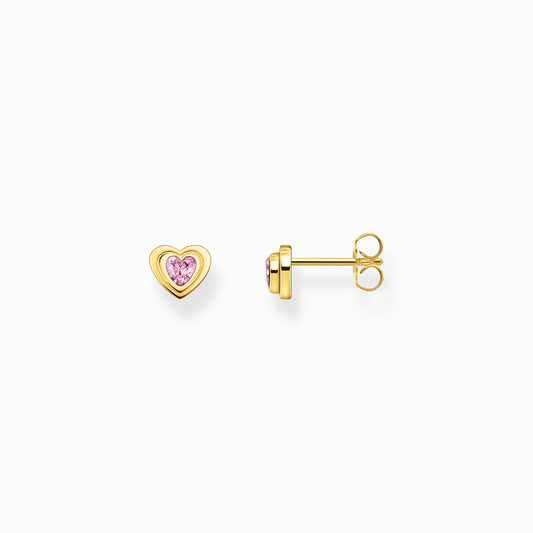 Thomas Sabo Yellow Gold Plated Pink Cubic Zirconia Stud Earrings H2271-414-9