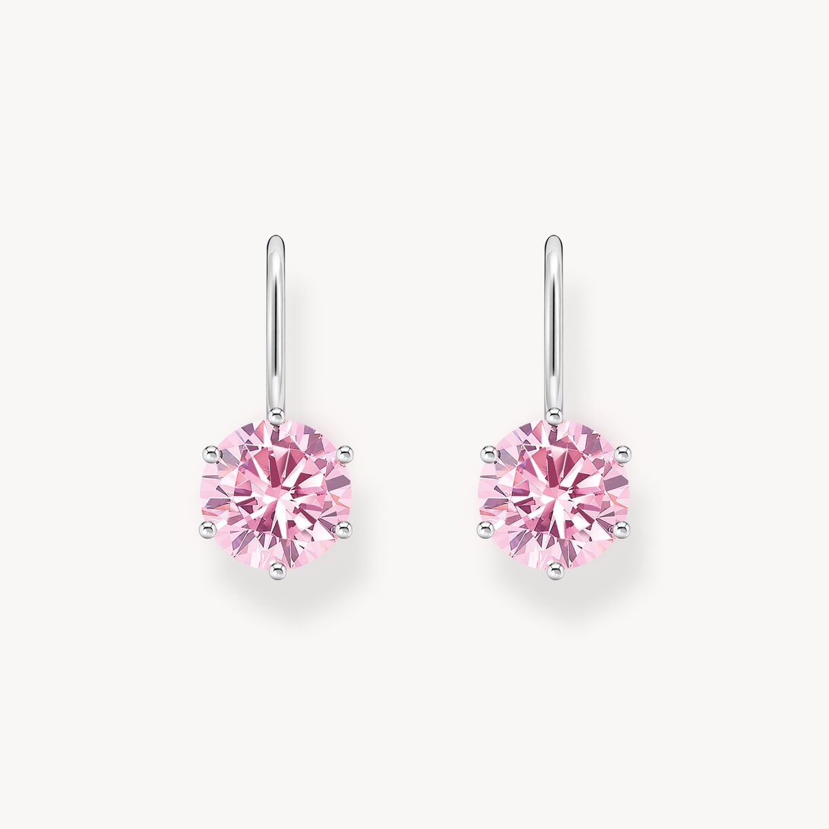 Thomas Sabo Sterling Silver Pink Cubic Zirconia Drop Earrings H2287-051-9