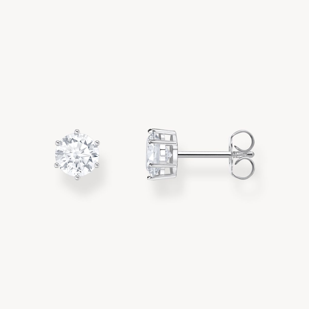 Thomas Sabo Sterling Silver White Cubic Zirconia 6 Claw Stud Earrings H2301-051-14