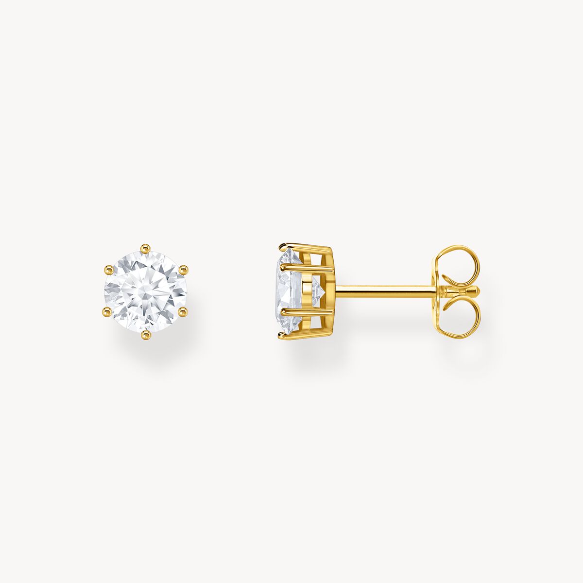 Thomas Sabo Yellow Gold Plated Cubic Zirconia 6 Claw Stud Earrings H2301-414-14
