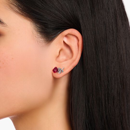 Thomas Sabo Sterling Silver Red Romance Rose Stud Earrings H2314-664-10