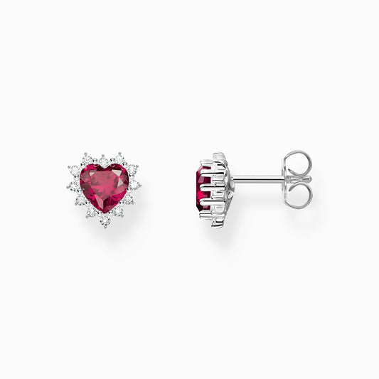 Thomas Sabo Red White Cubic Zirconia Heart Stud Earrings H2315-013-10