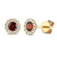 9ct Yellow Gold Garnet and Diamond Stud Earrings January Birthstone