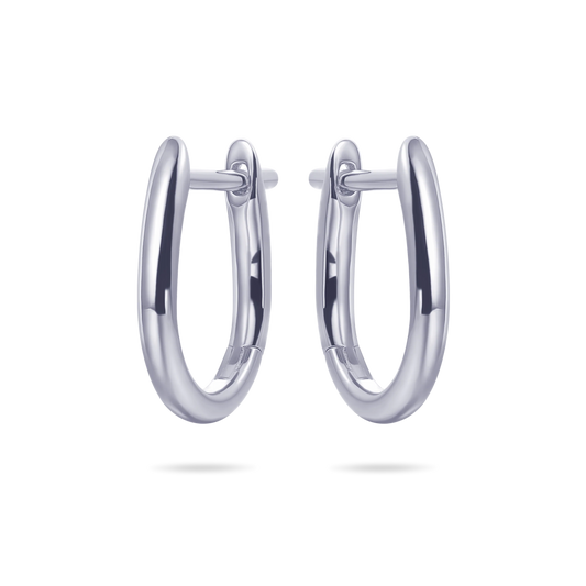 Sterling Silver Oval Polish Huggy Hoop Earrings