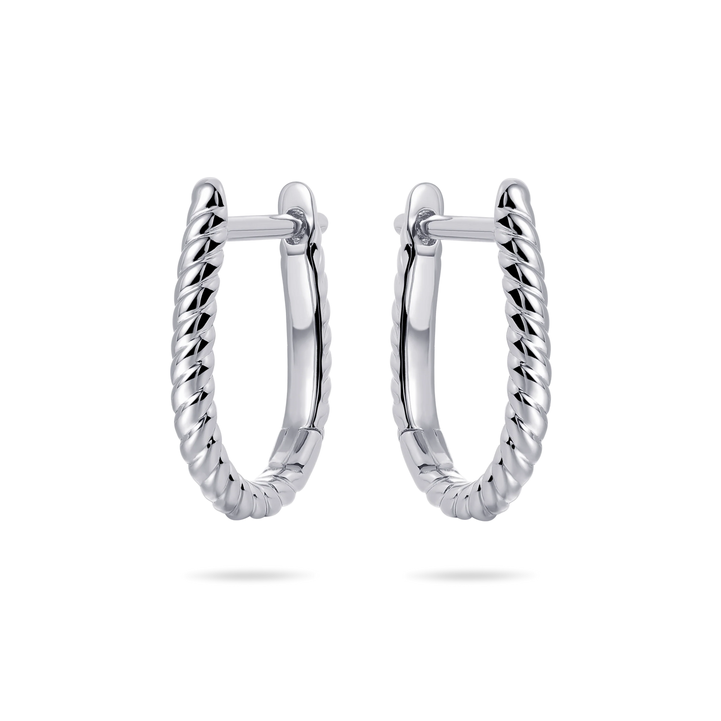 Sterling Silver Hollow Twist Huggy Hoop Earrings