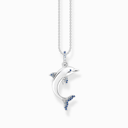 Thomas Sabo Sterling Silver Blue Cubic Zirconia Dolphin Pendant and Chain KE2144