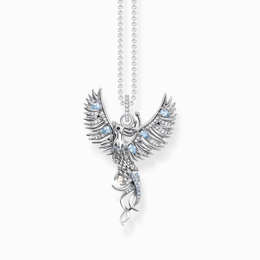 Thomas Sabo Sterling Silver Phoenix Rising Blue Crystal Necklace 45cm KE2191-945-7