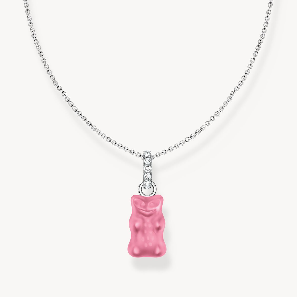 Thomas Sabo Sterling Silver Pink Haribo Bear Cubic Zirconia Necklace KE2209-052-9