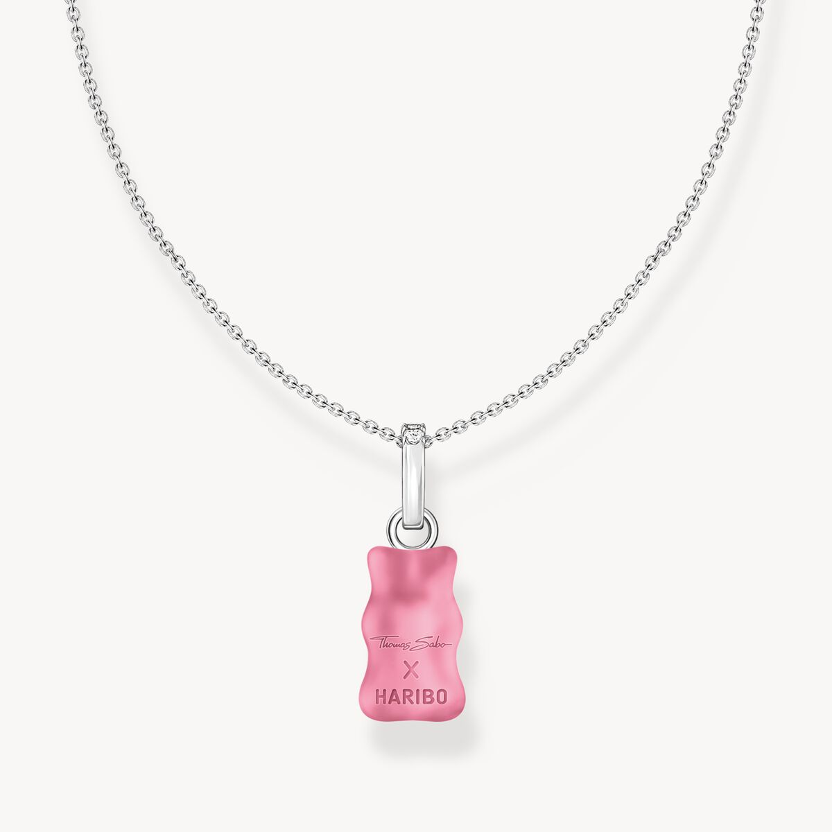 Thomas Sabo Sterling Silver Pink Haribo Bear Cubic Zirconia Necklace KE2209-052-9