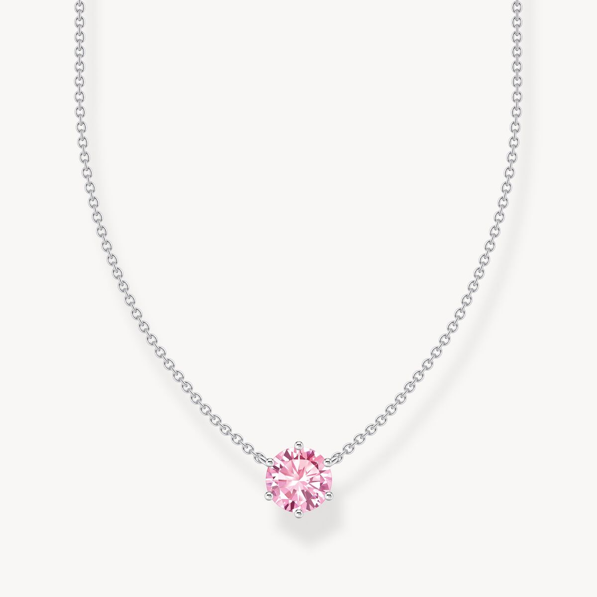 Thomas Sabo Sterling Silver Cubic Zirconia Pink Necklace KE2210-051-9