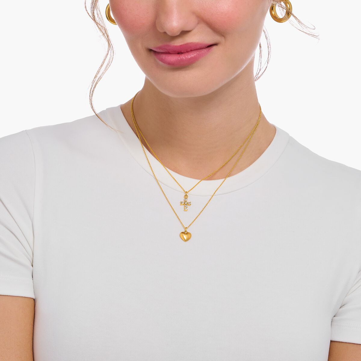 Thomas Sabo Yellow Gold Plated Heart Necklace KE2234-413-39
