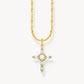 Thomas Sabo Yellow Gold Plated White Cubic Zirconia Cross With Chain KE2296-445-14