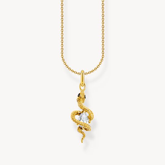 Thomas Sabo Yellow Gold Plated Snake With White Cubic Zirconia Necklace KE2300-565-14