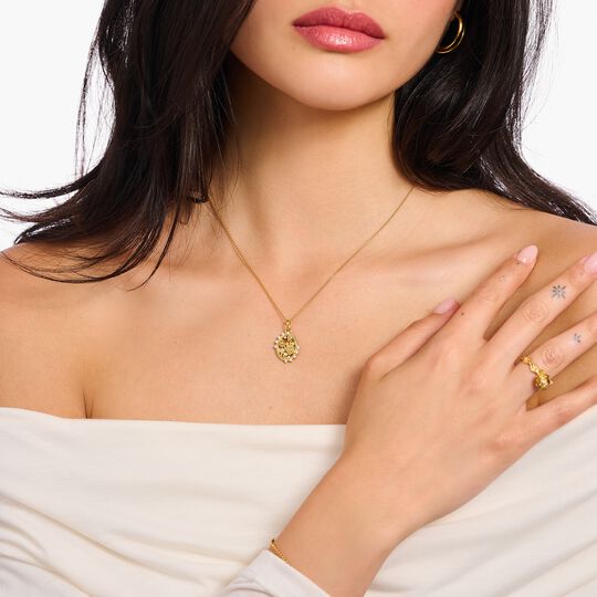 Thomas Sabo Yellow Gold Plated Oval Rose White Cubic Zirconia Necklace KE2301-414-14
