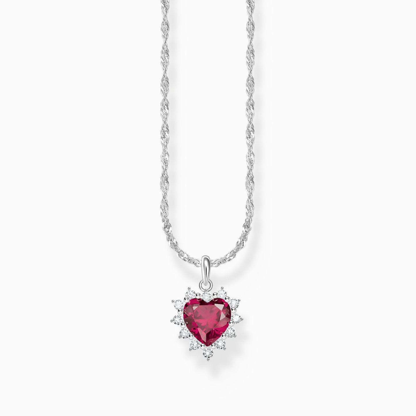 Thomas Sabo Red White Cubic Zirconia Heart Necklace KE2305-013-10