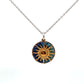 Sterling Silver Enamel Sun And Moon Pendant And Adjustable Chain