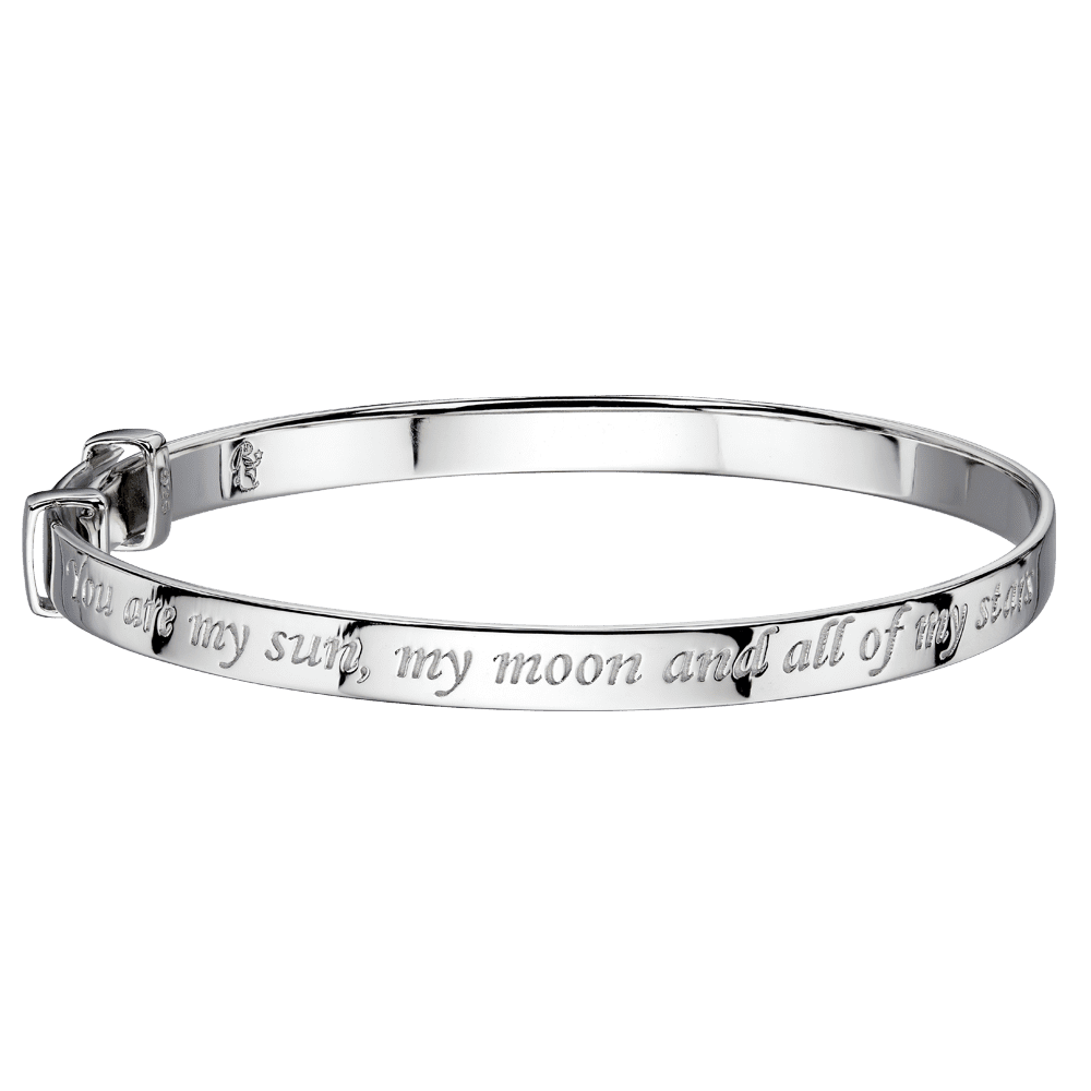 Little Stars Luna Sun and Moon Childs Sterling Silver Bangle