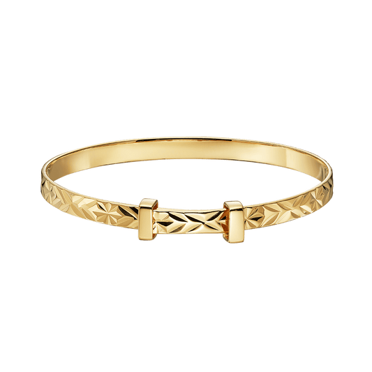 Little Stars Inaya Yellow Gold Plated Diamond Cut Gold Baby Bangle