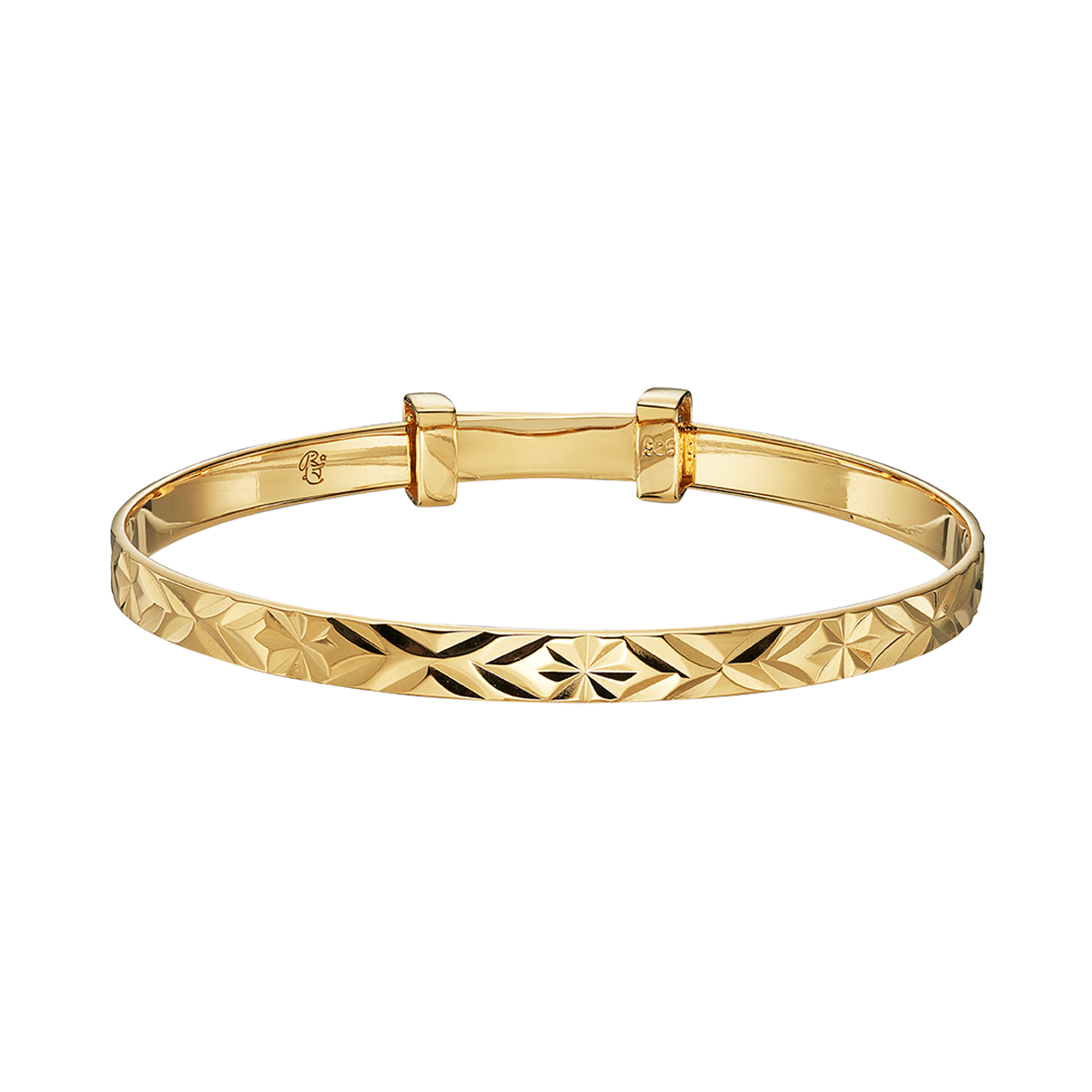 Little Stars Inaya Yellow Gold Plated Diamond Cut Gold Baby Bangle