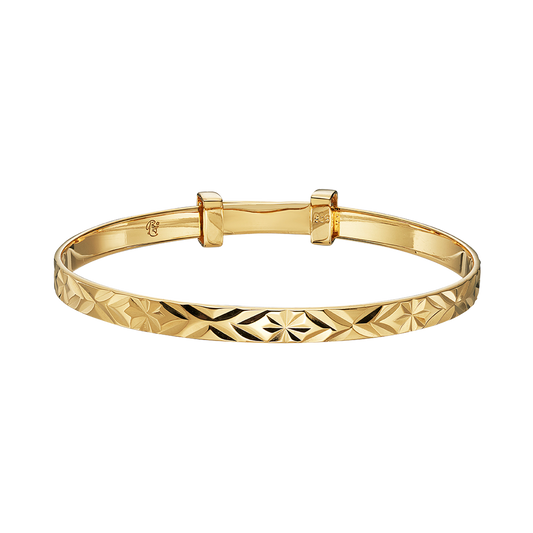 Little Stars Inaya Yellow Gold Plated Diamond Cut Gold Baby Bangle