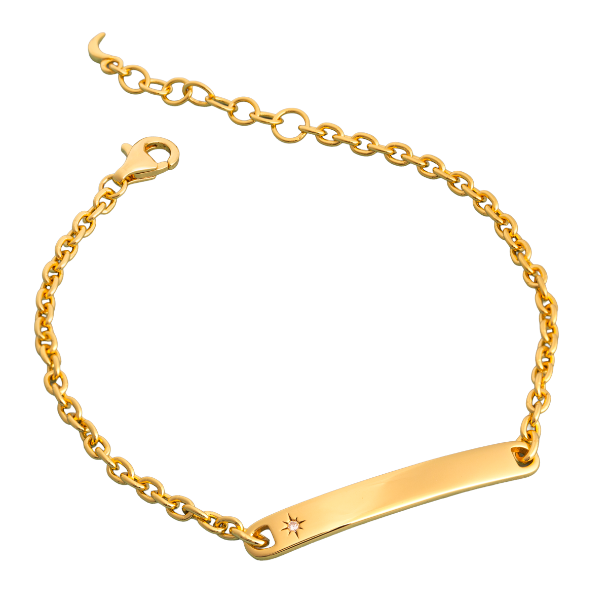 Little Star LUXE Childrens 9ct Yellow Gold Diamond Moon ID Bracelet Aurora LSB0618