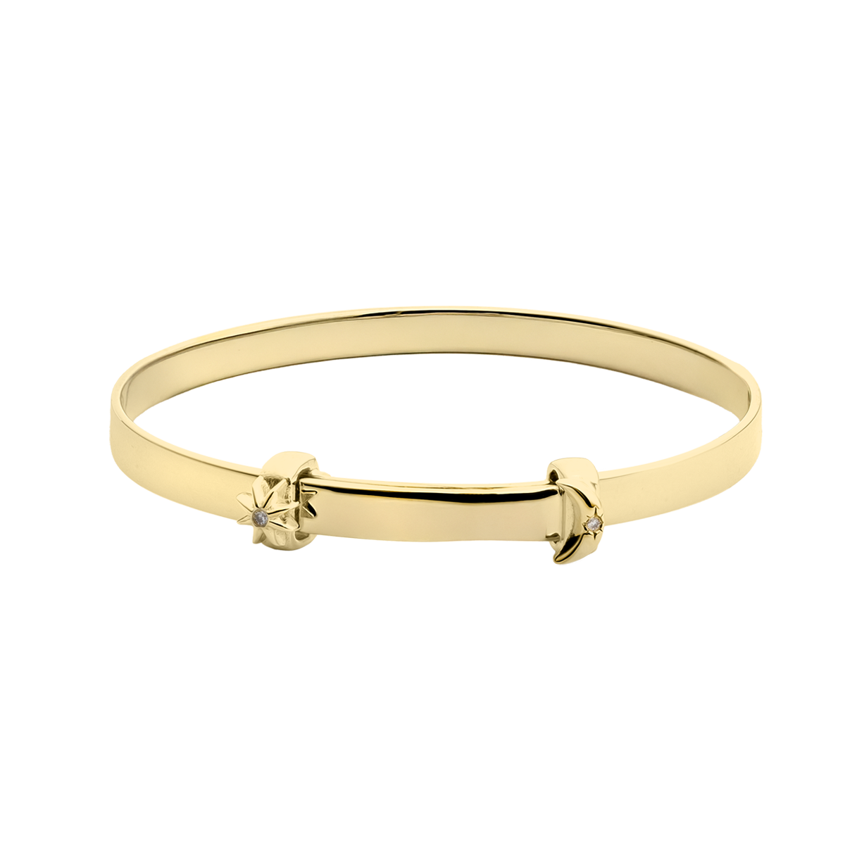 Little Star LUXE Childrens 9ct Yellow Gold Diamond Moon & Star Bangle LSB0625 Celeste