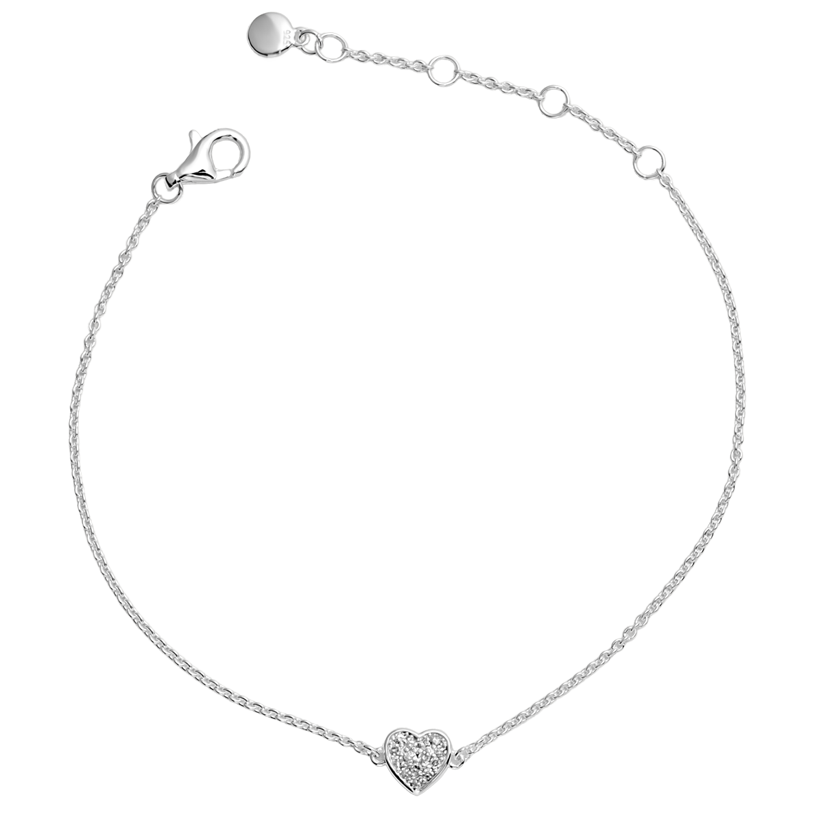 Little Star LUXE Childrens Silver Diamond Micro Pave Heart Bracelet Ariel LSB0628