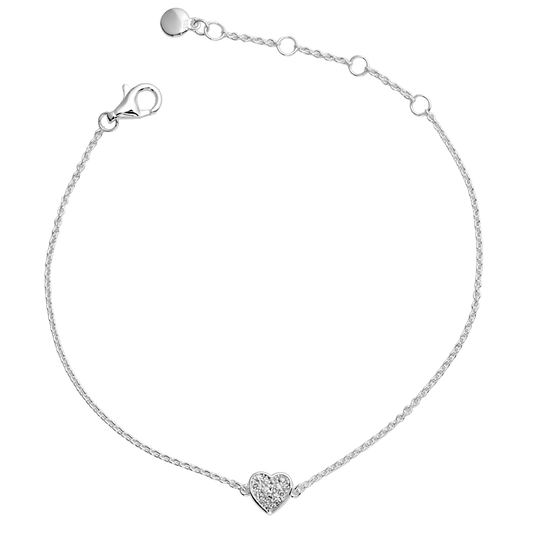 Little Star LUXE Childrens Silver Diamond Micro Pave Heart Bracelet Ariel LSB0628