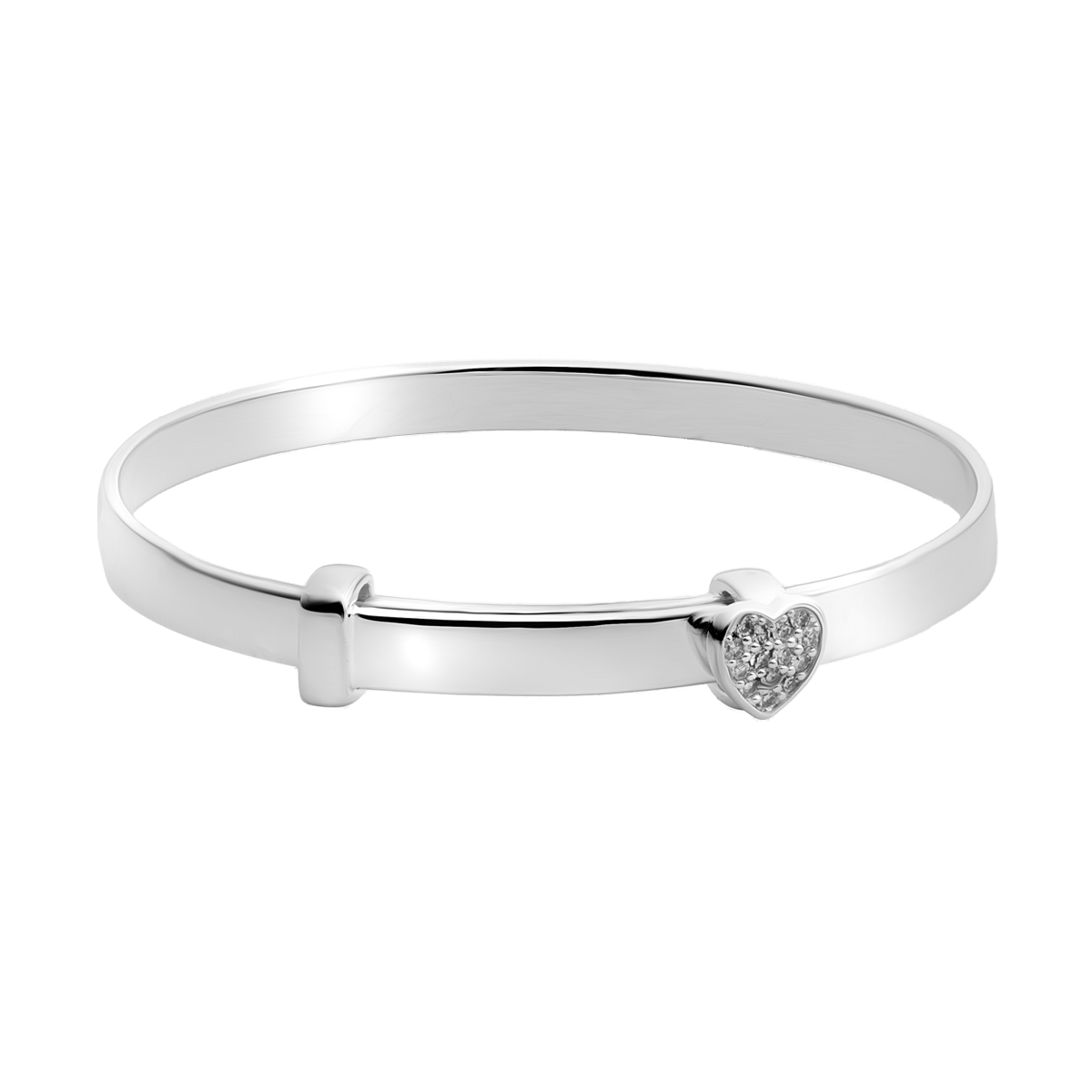 Little Star LUXE Childrens Silver Diamond Micro Pave Heart Bangle Vega LSB0629