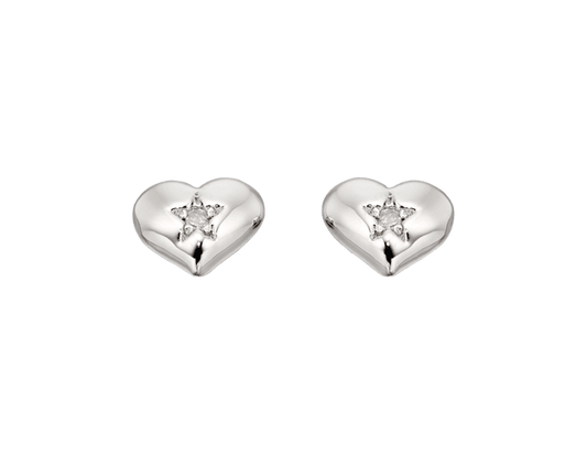 Little Star Sterling Silver Suri Heart Stud Earrings LSE0031