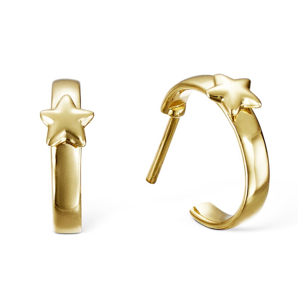 Little Star Estrela Yellow Gold Plated Silver Star Hoop Earring