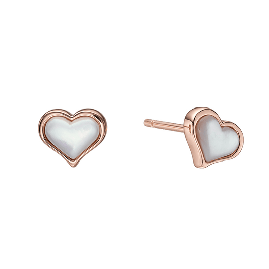 Little Stars Paloma Rose Gold Plated Mother of Pearl Stud Heart Earrings LSE0586