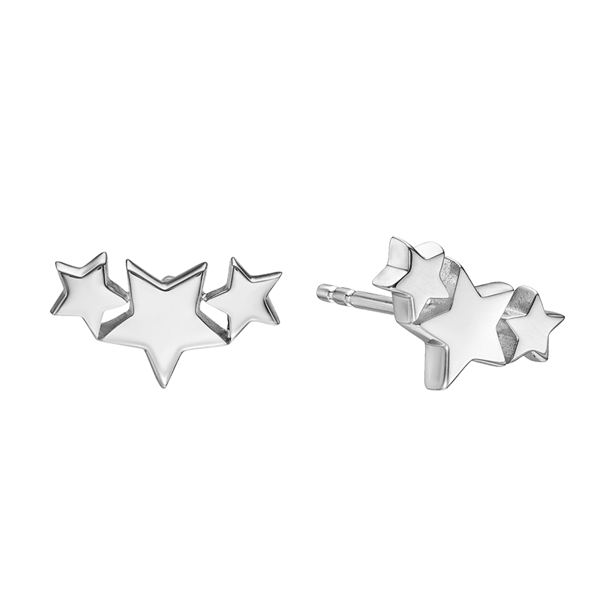 Little Star Halley Sterling Silver Triple Star Stud Earrings